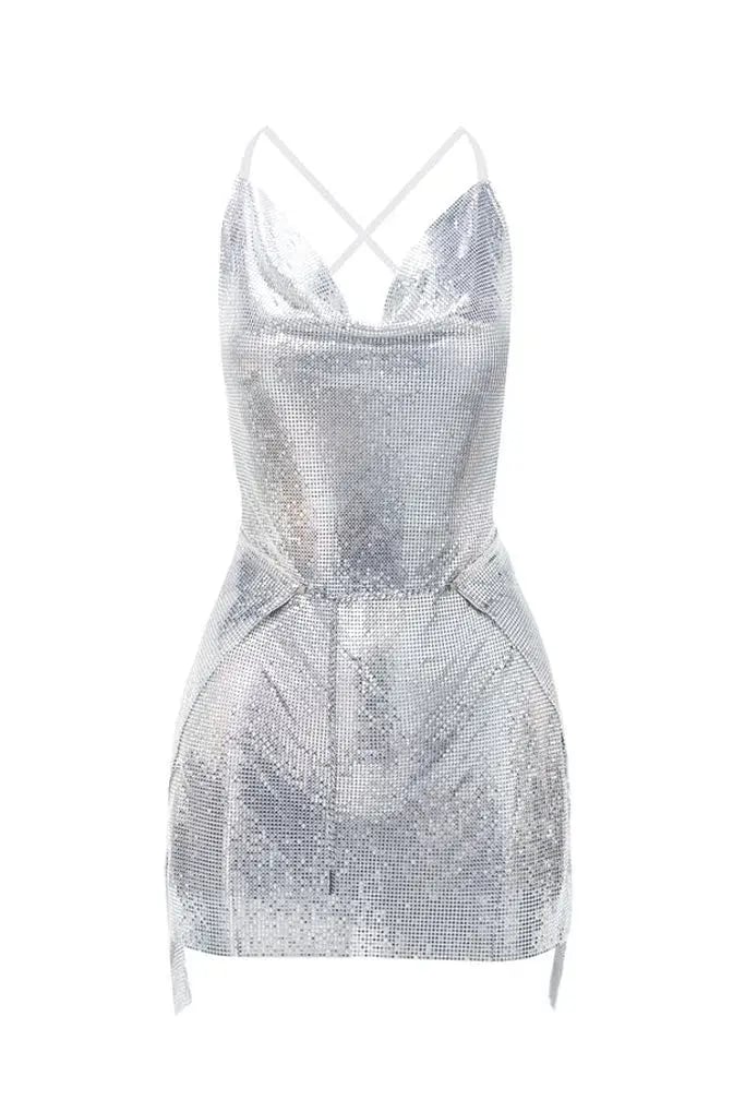 Poster Girl Adrianne Mini Dress Silver Size 8 photo 4
