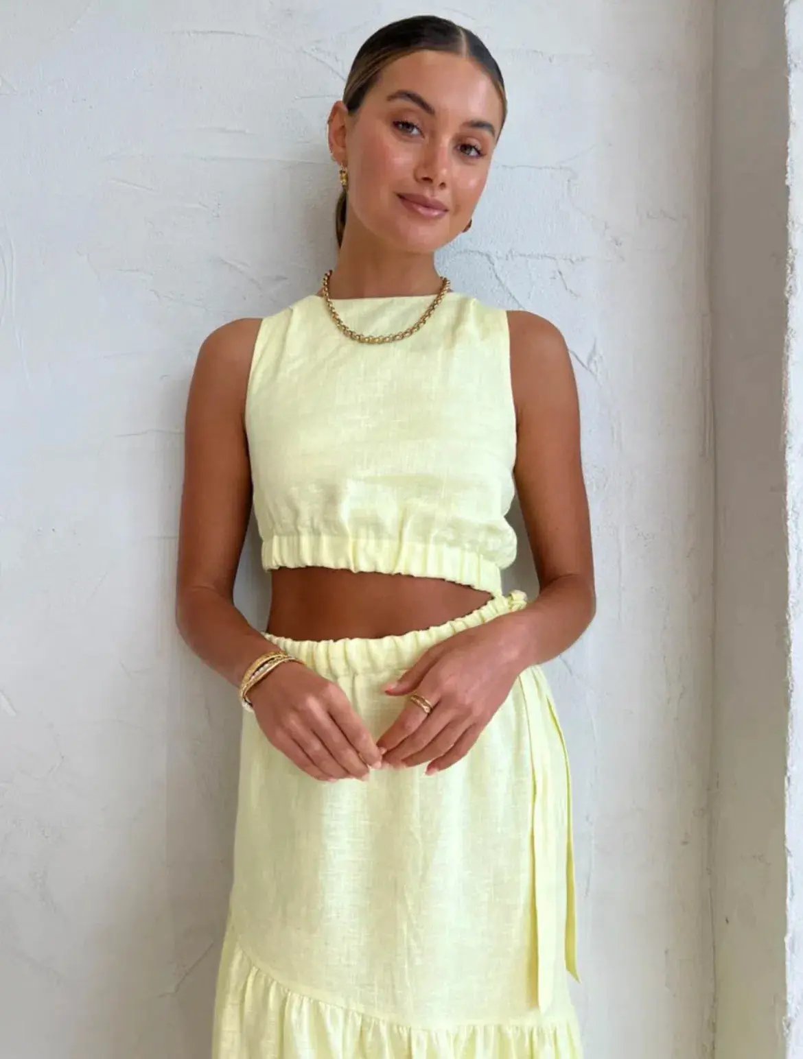 Sir the Label Francesca Asymmetrical Cut Out Dress Butter Yellow Size 6 photo 2