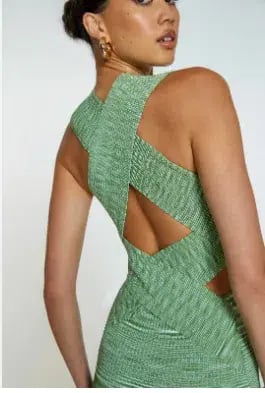 By Johnny Leora Latice Knit Midi Dress Green Size 8 photo 2
