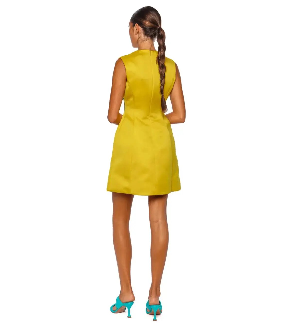Leo Lin Bree V Neck Embroidery Mini Dress in Mustard Size 10 photo 3