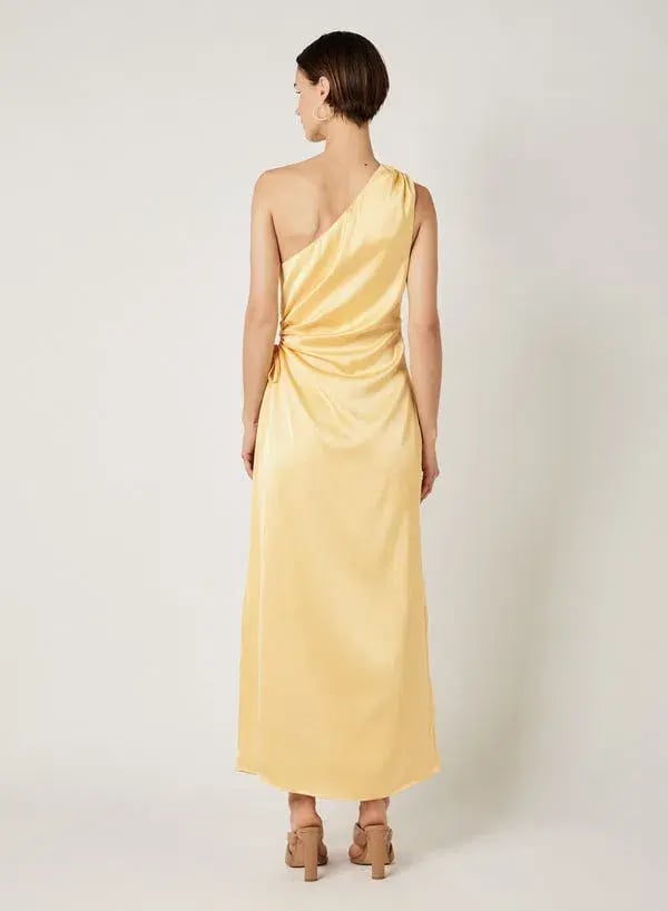 Esmaee Ariel Drawstring Midi Dress Yellow Lemon Size 8 photo 3