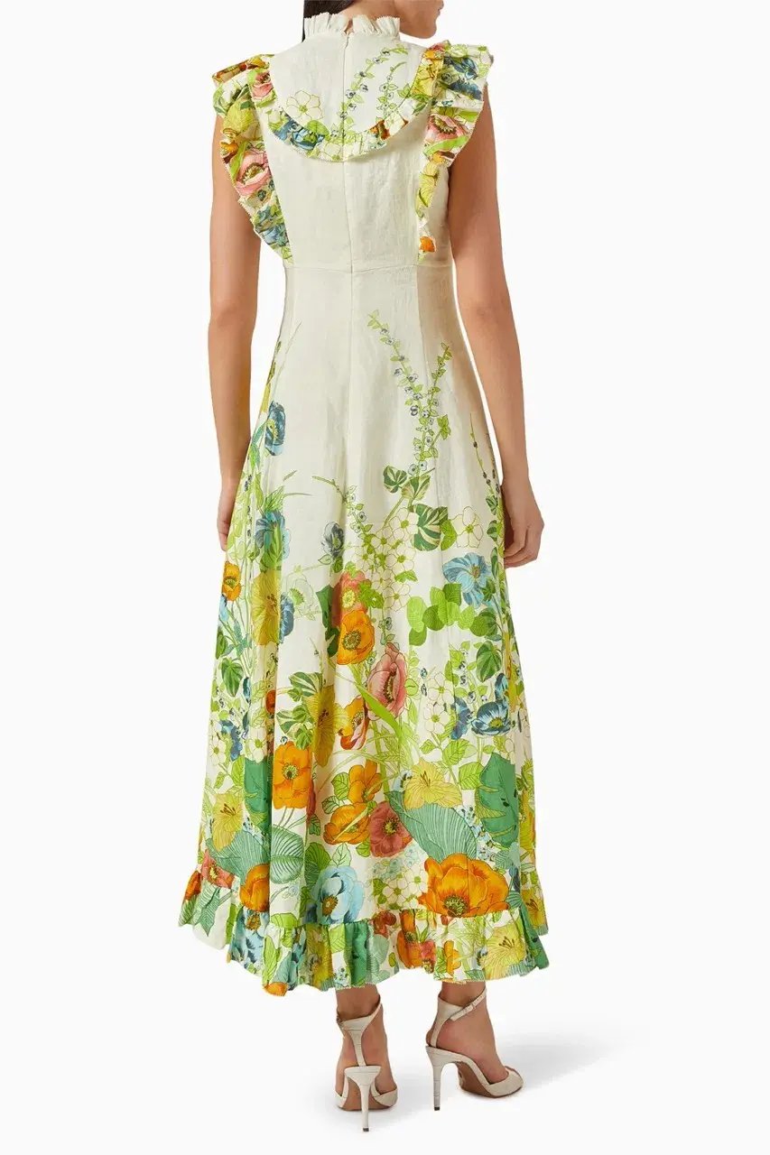 Alemais Constance Midi Ruffle Dress Floral Size 8 AU photo 7