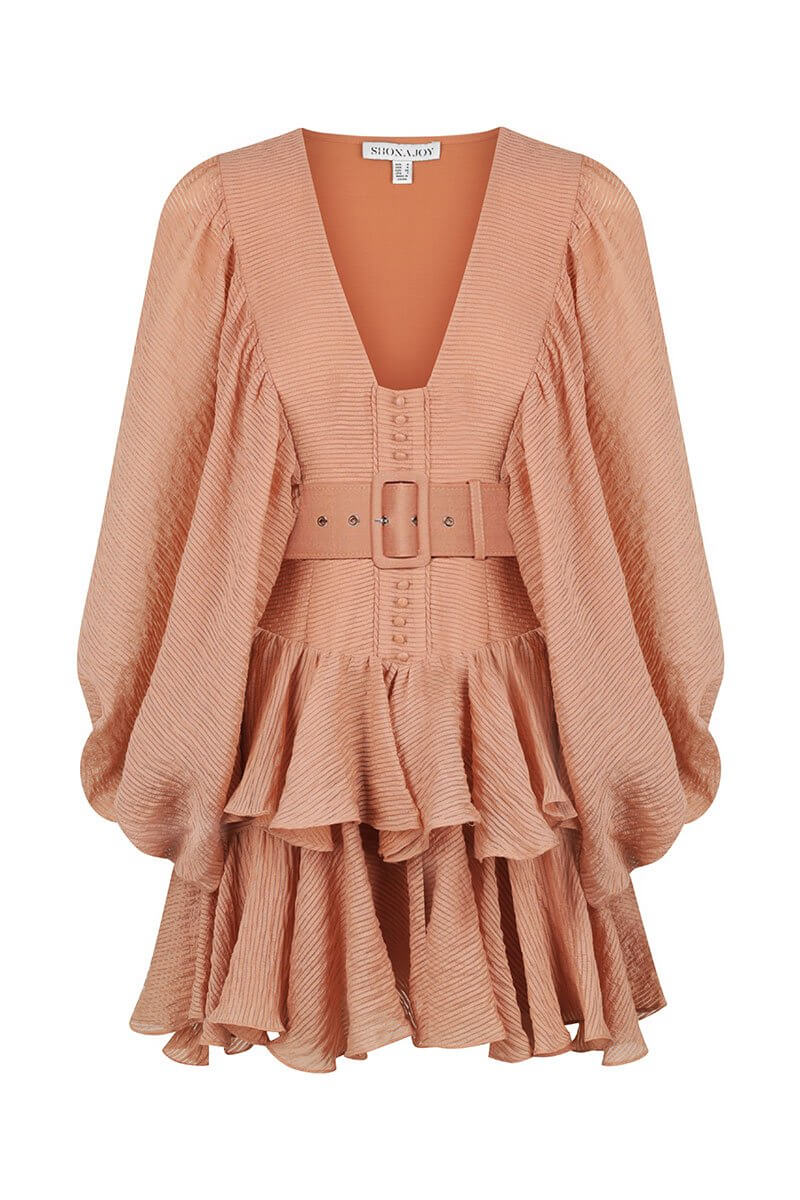 Shona Joy CHARLOTTE PLUNGED DRAPED MINI DRESS – DESERT ROSE photo 2