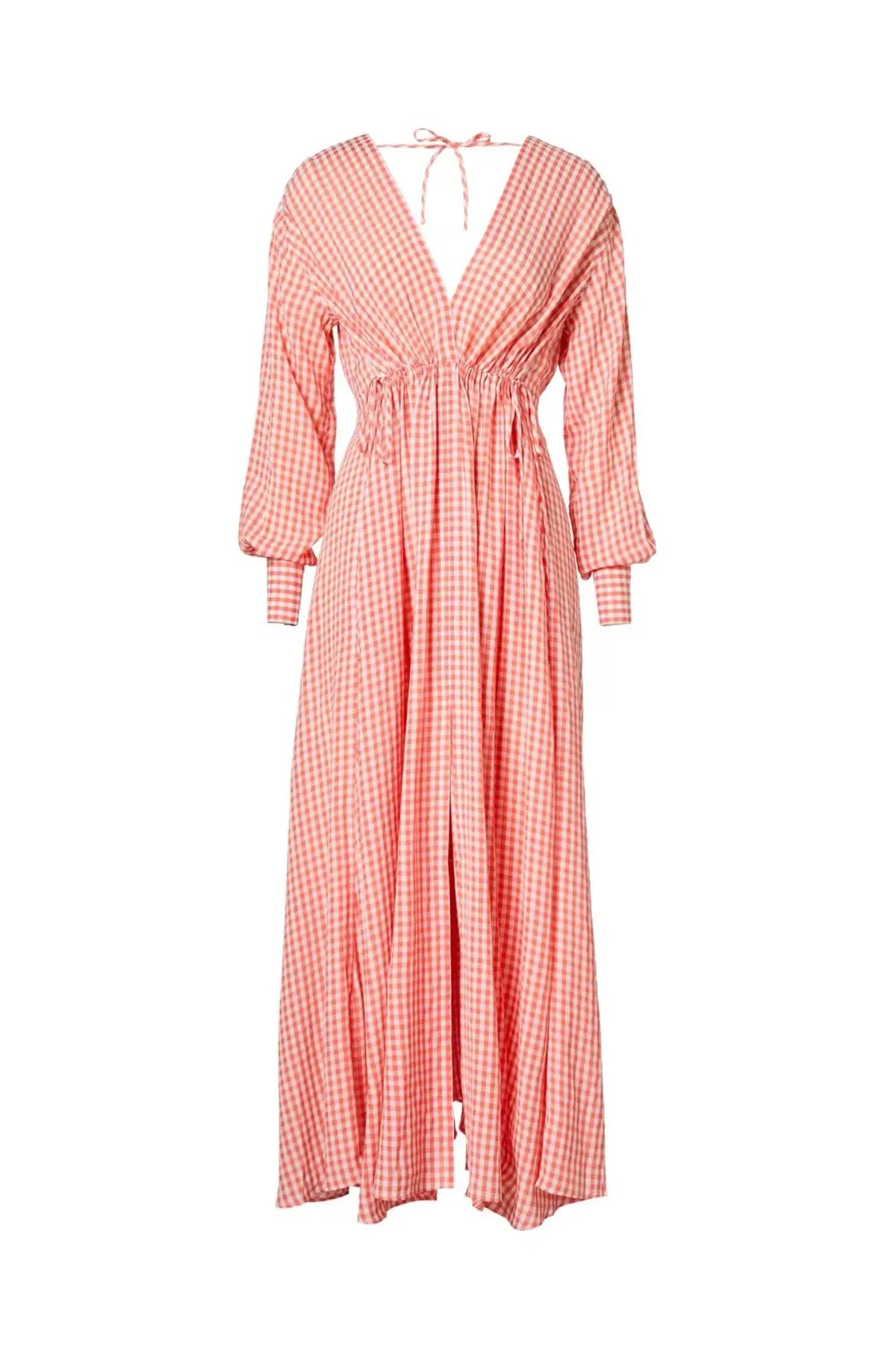 Scanlan Theodore Gingham V Neck Dress Peach Size 10 photo 4