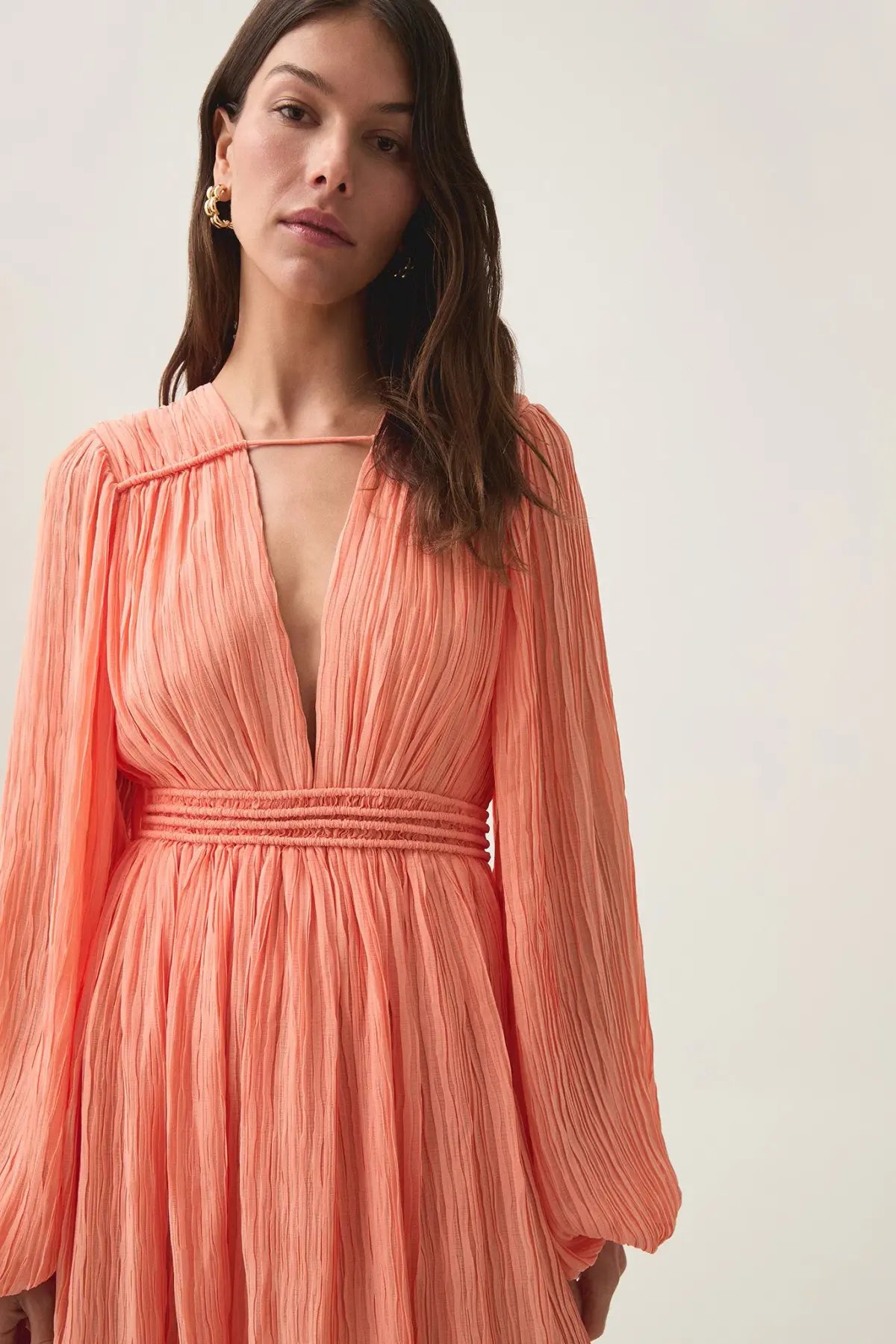 AJE  Genevieve Pleated Mini Dress Apricot Size 12 photo 2