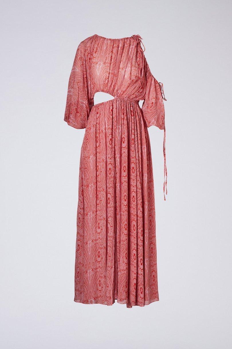 Scanlan Theodore GGT Paisley Drawcord Dress Pink Size 8 photo 4