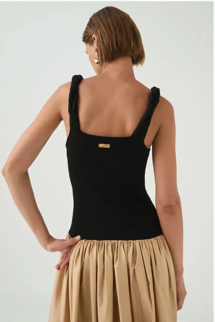 Aje Halcyon Knit Midi Dress Black/Sand Brown Size AU 8 photo 3