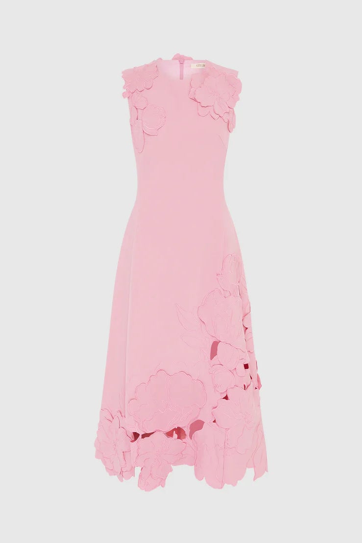 Leo Lin Cleo Appliqué Sleeveless Midi Dress - Flamingo photo 4