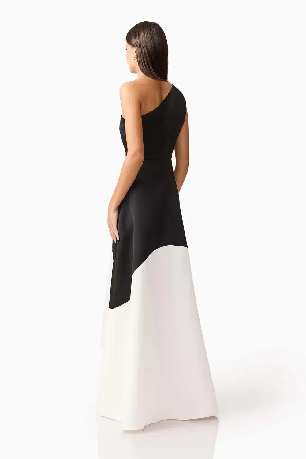 Elliat - Sorrel One Shoulder Gown in Black & White - Size 10 photo 4