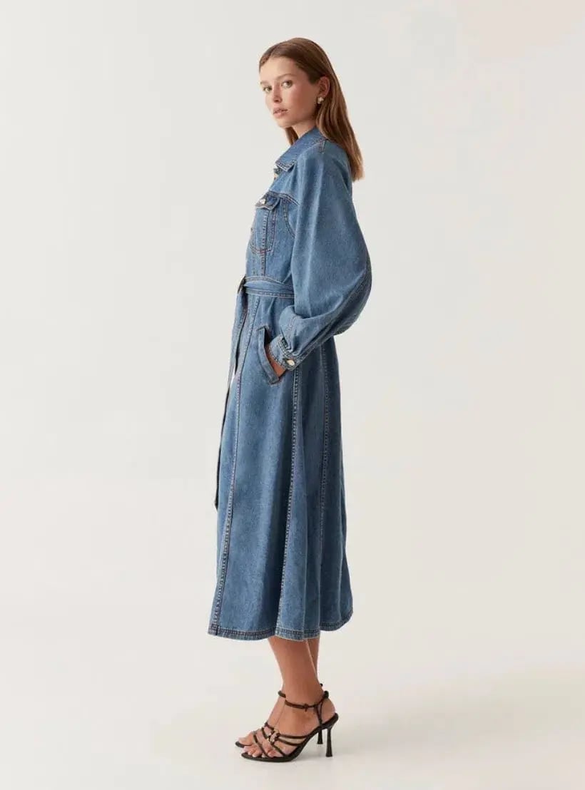 Aje Denim Full Sleeve Midi Dress Blue Size 8 photo 2