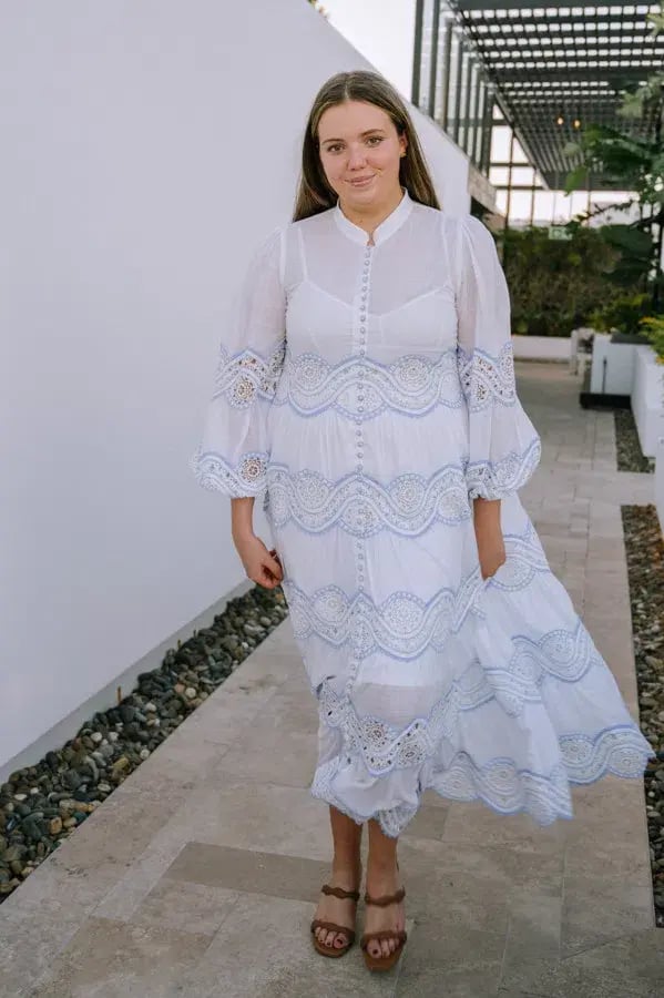 Zimmermann Cira Tiered Trimmed Dress White Size AU 16 photo 4