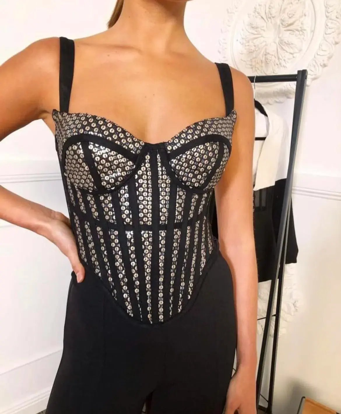 Eliya the Label The Zayna Corset Top Black/Silver Sequin Size XS/AU 6 photo 3