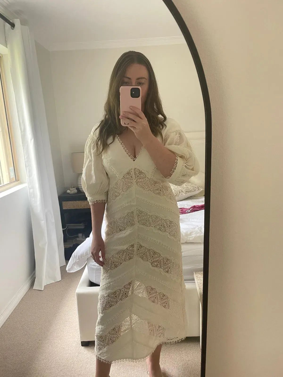 Zimmermann Painted Heart Chevron Midi Dress in White Size 2 / AU 12 photo 6