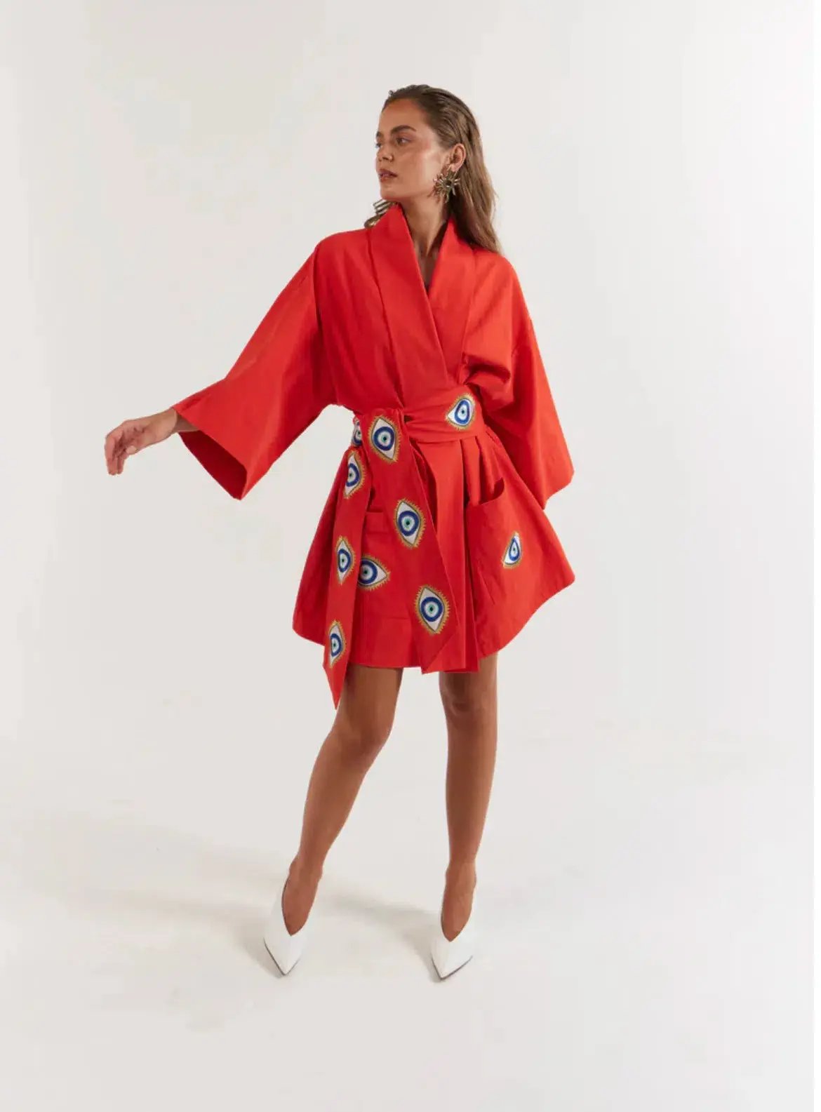 La Bohme Girls Nirvana Robe Dress Tangerine Evil Eye Size S-M  6-12 photo 4