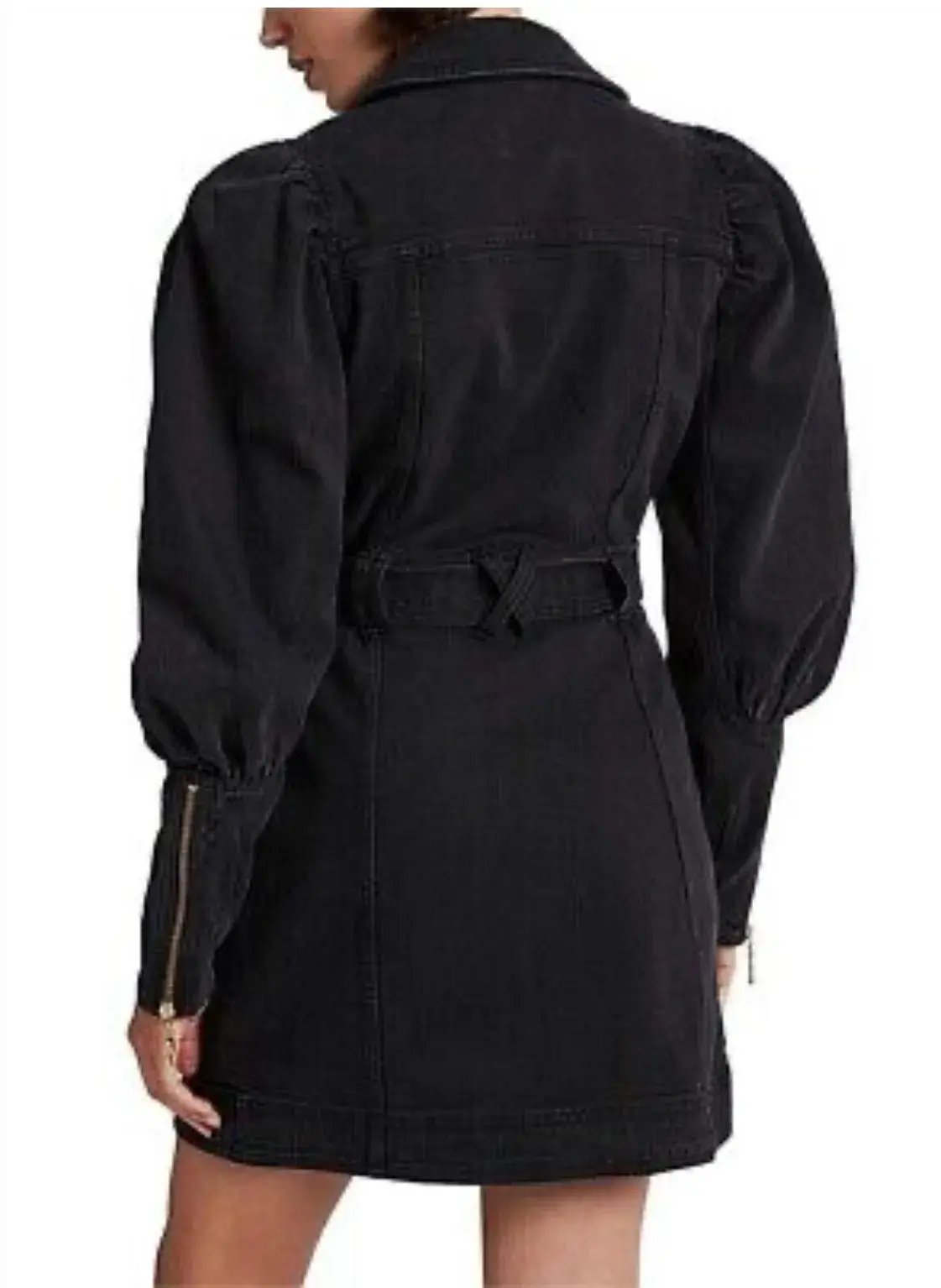 Aje Dione Denim Long Sleeve Mini Dress Black Size 12 photo 2
