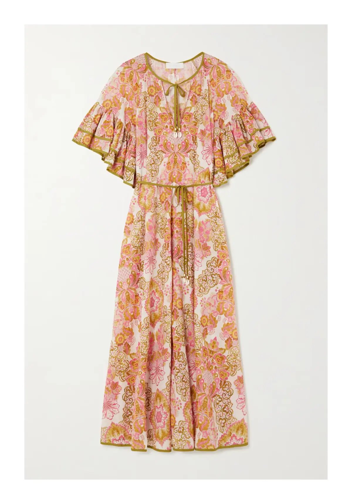 Zimmermann Laurel Tie Detailed Cotton Voile Maxi Dress Floral Size 2 / Au 12 photo 3