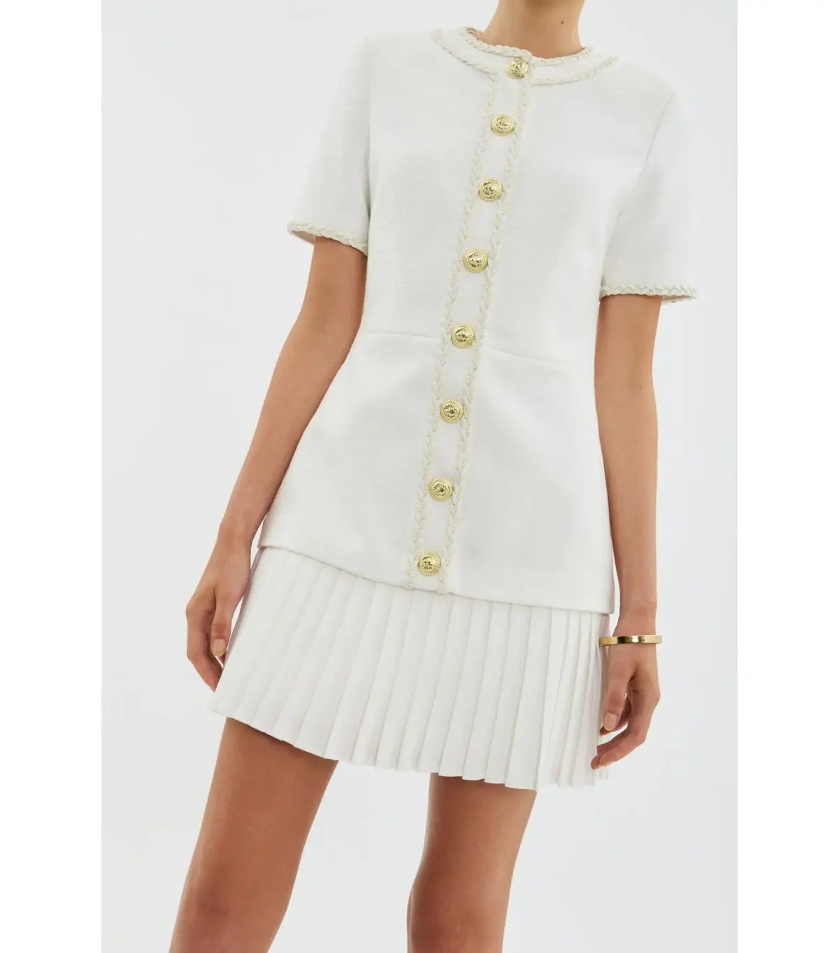 Rebecca Vallance The Clarisse Button Mini Dress White Size AU 10 photo 2
