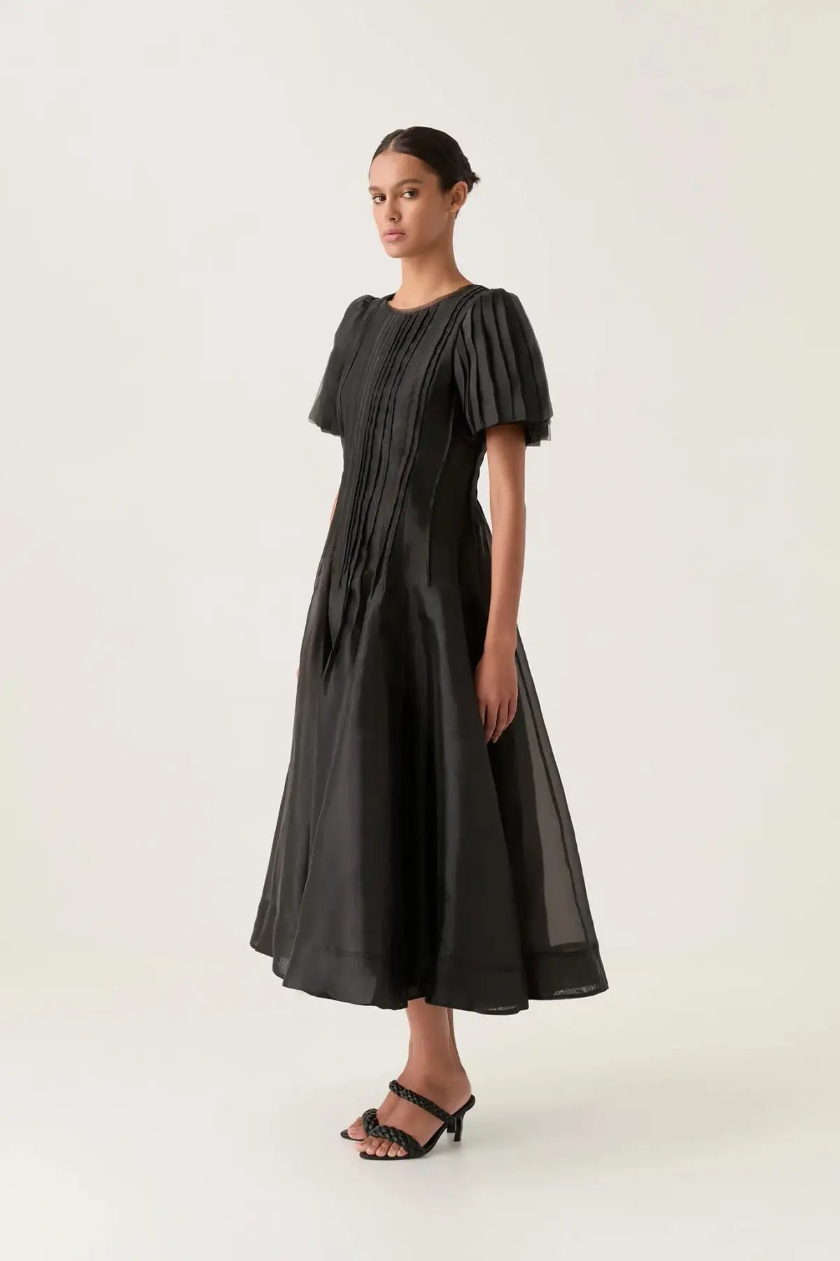 Aje Nova Pleated Midi Dress Black Size AU 14 photo 3