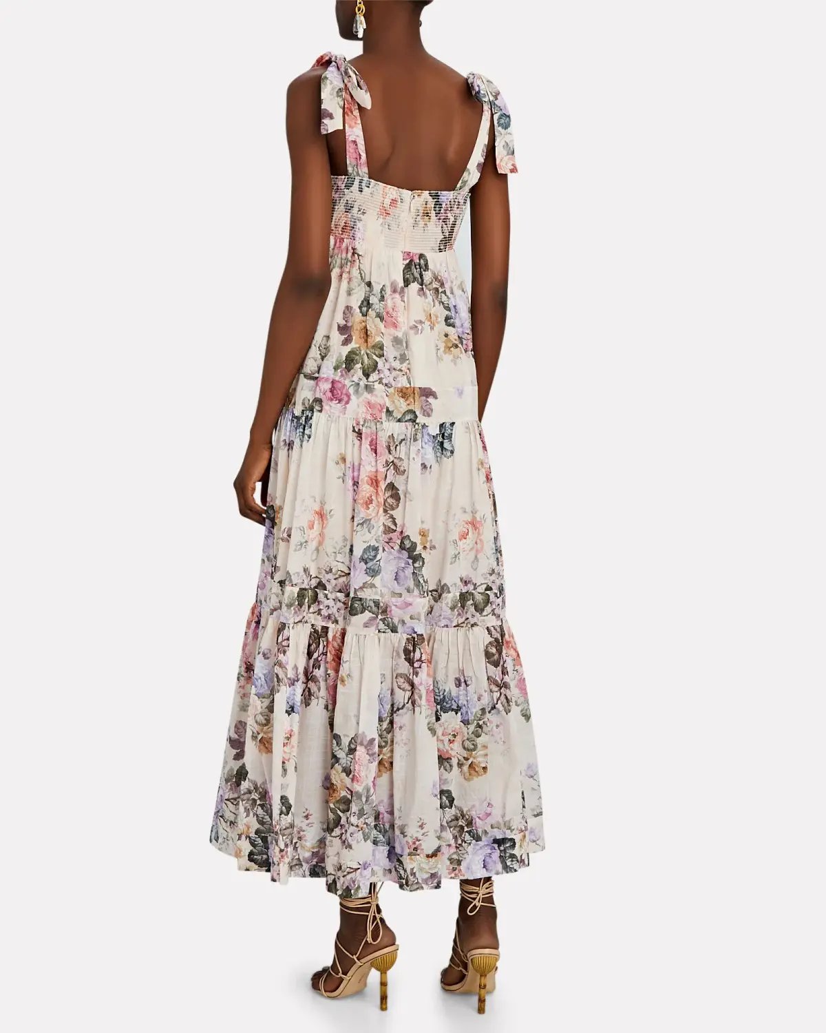 Zimmermann Brighton Antique Floral Shoulder Tie Maxi Dress Blush Size 1 / AU 10 photo 3