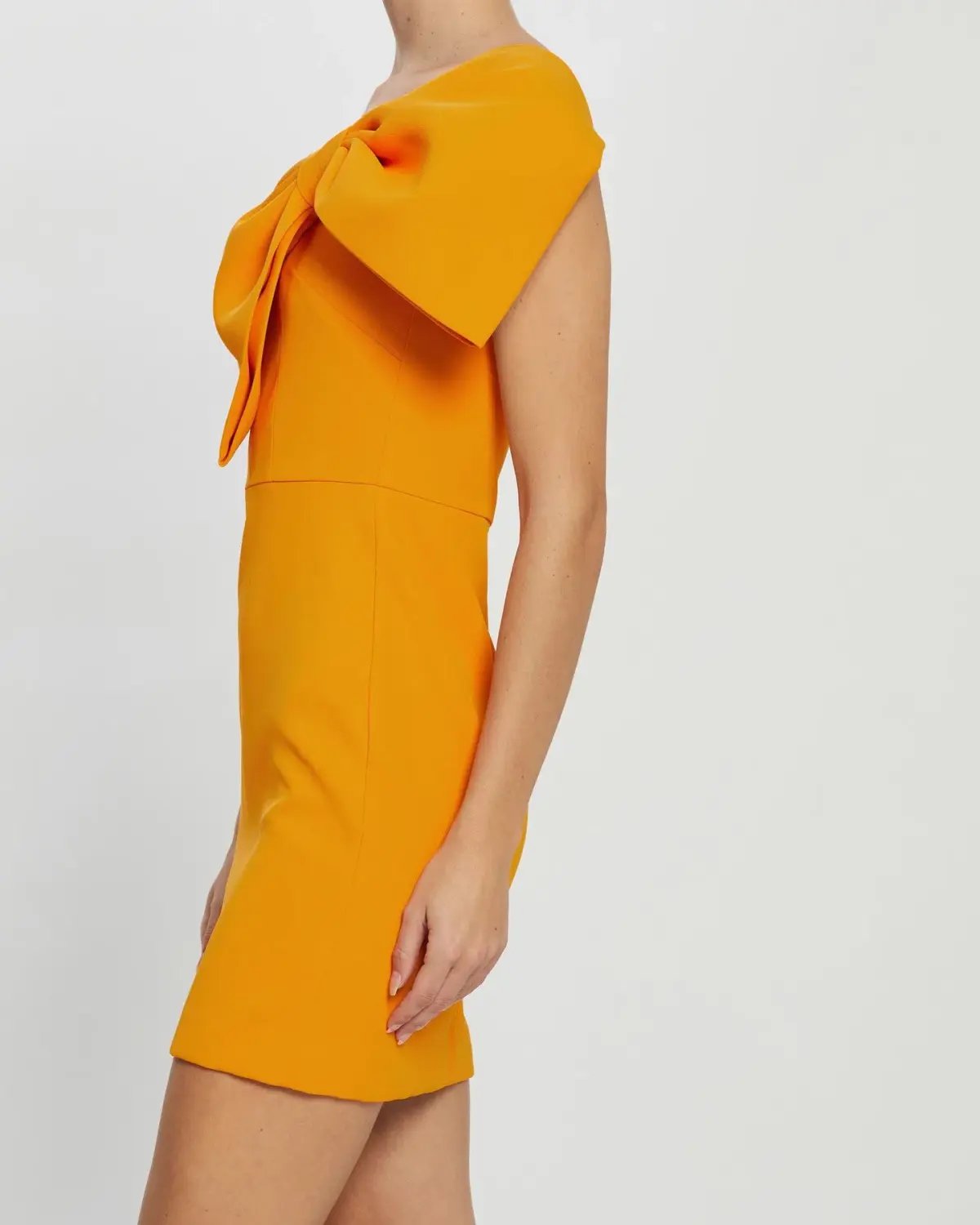 By Johnny Calypso Wrapped Up Asymmetric Mini Dress Yellow Size 6 photo 3