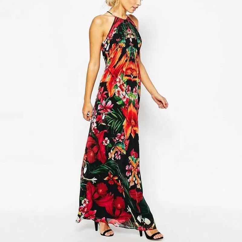 Ted Baker Mircana Toucan Maxi Dress Tropical Flower Peacock Print Size 1 / AU 8 photo 2
