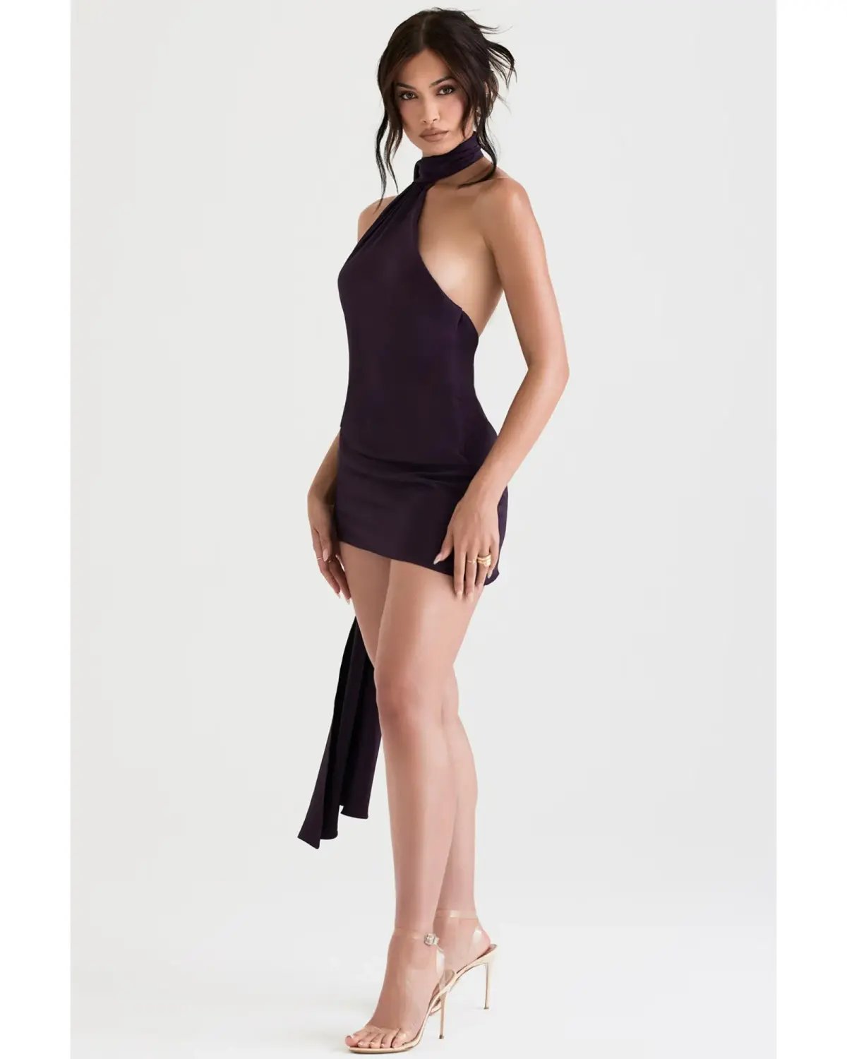 House Of CB Aida Asymmetric Wrap Neck Dress Night Shade Size S / AU 8 photo 3