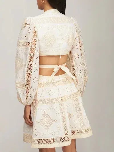 Zimmermann Aliane Embroidered Short Dress Ivory Size 0 / 8 AU photo 3