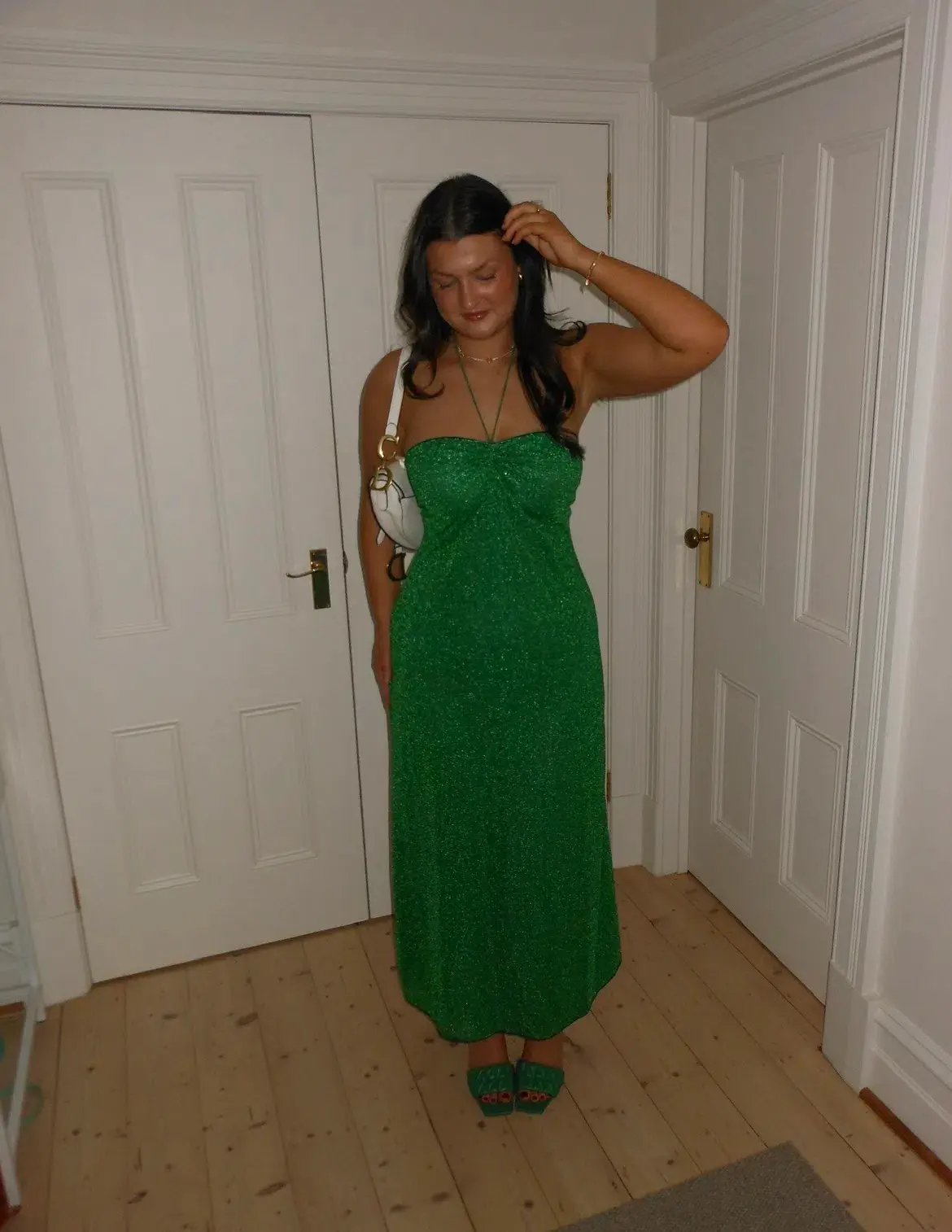 Oseree Lumiere Empire Maxi Dress in Emerald Green Size 10 photo 4