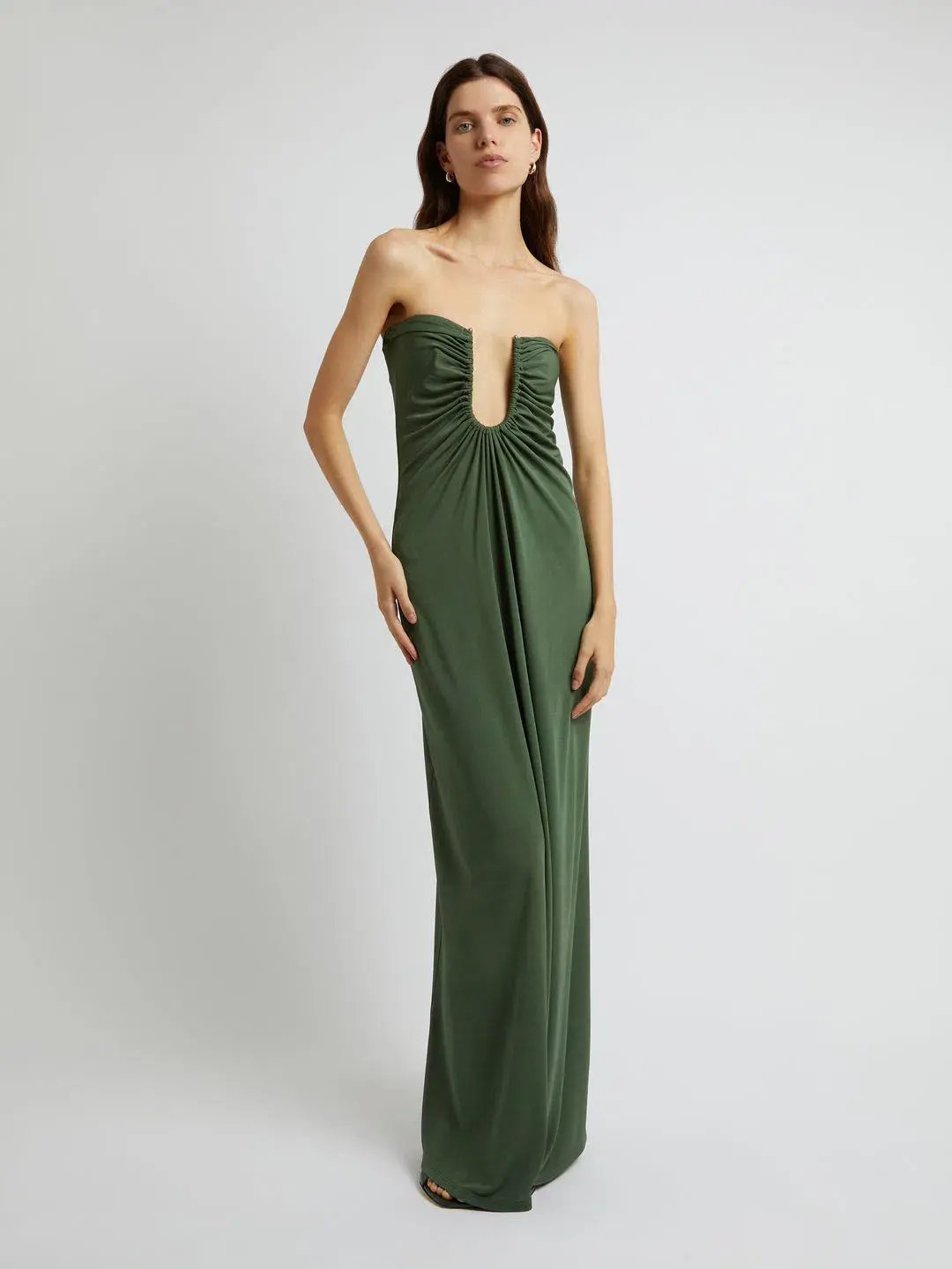 Christopher Esber Arced Palm Strapless Dress Green Size 6 photo 2