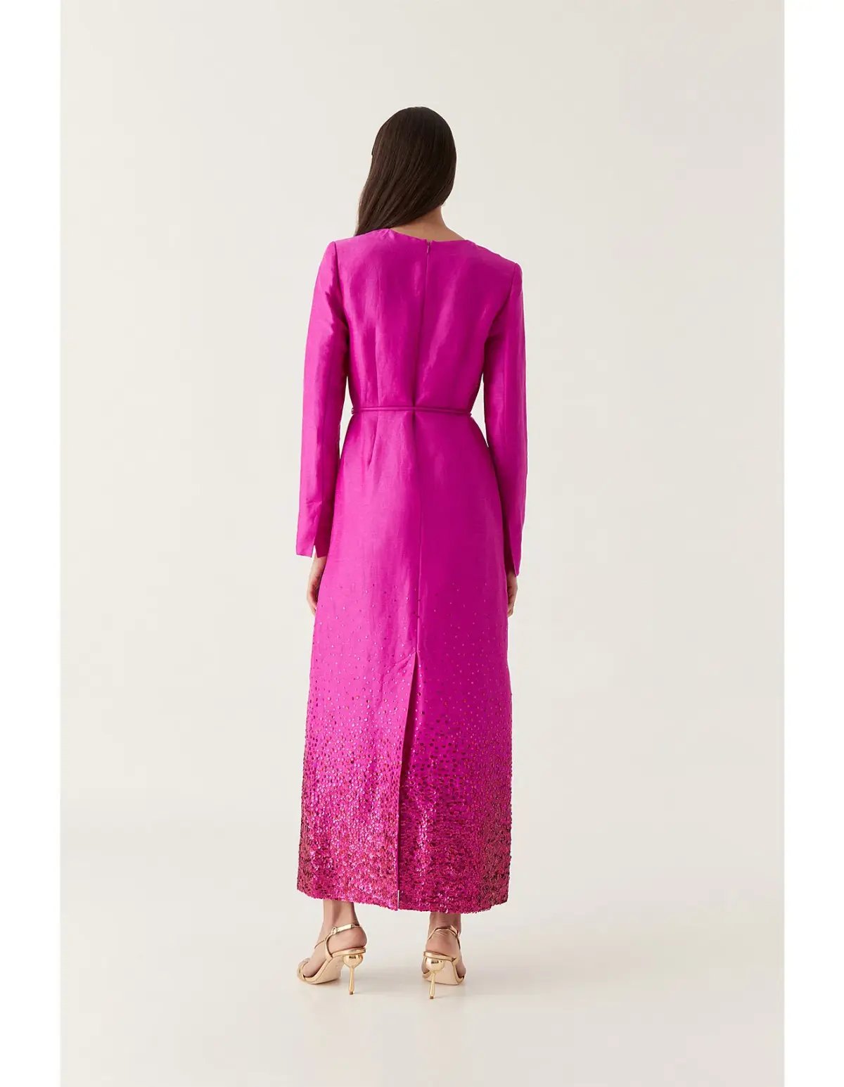 Aje Reflection Sequin Maxi Dress in Deep Magenta Size AU 8 photo 3