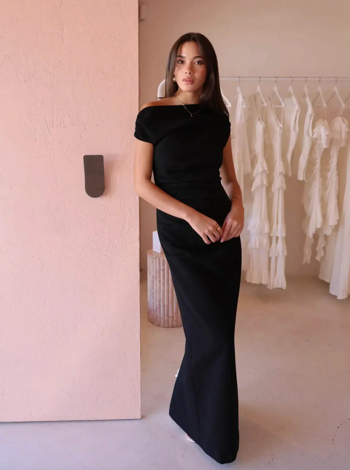 By Nicola Vivian Crepe Maxi Dress Black Size 8 photo 3