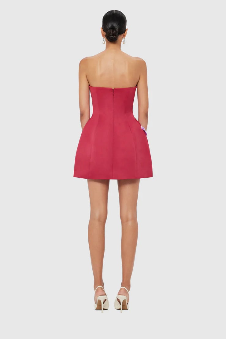 Leo Lin Rosario Appliqué Bustier Mini Dress - Lily Print in Oxblood photo 2
