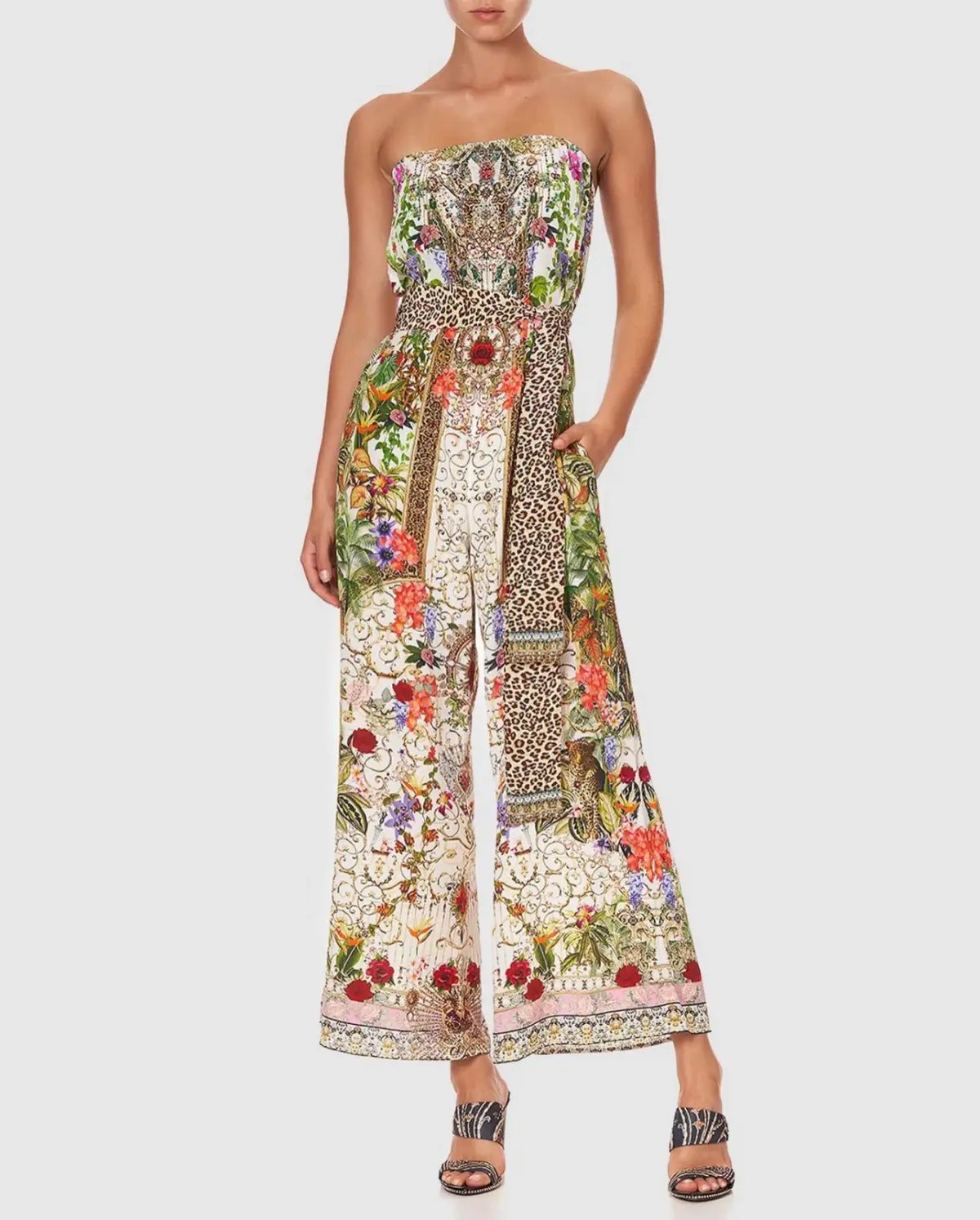 Camilla Fair Verona Tie Waist Strapless Jumpsuit with Belt Multi Size M/Au 12 photo 5