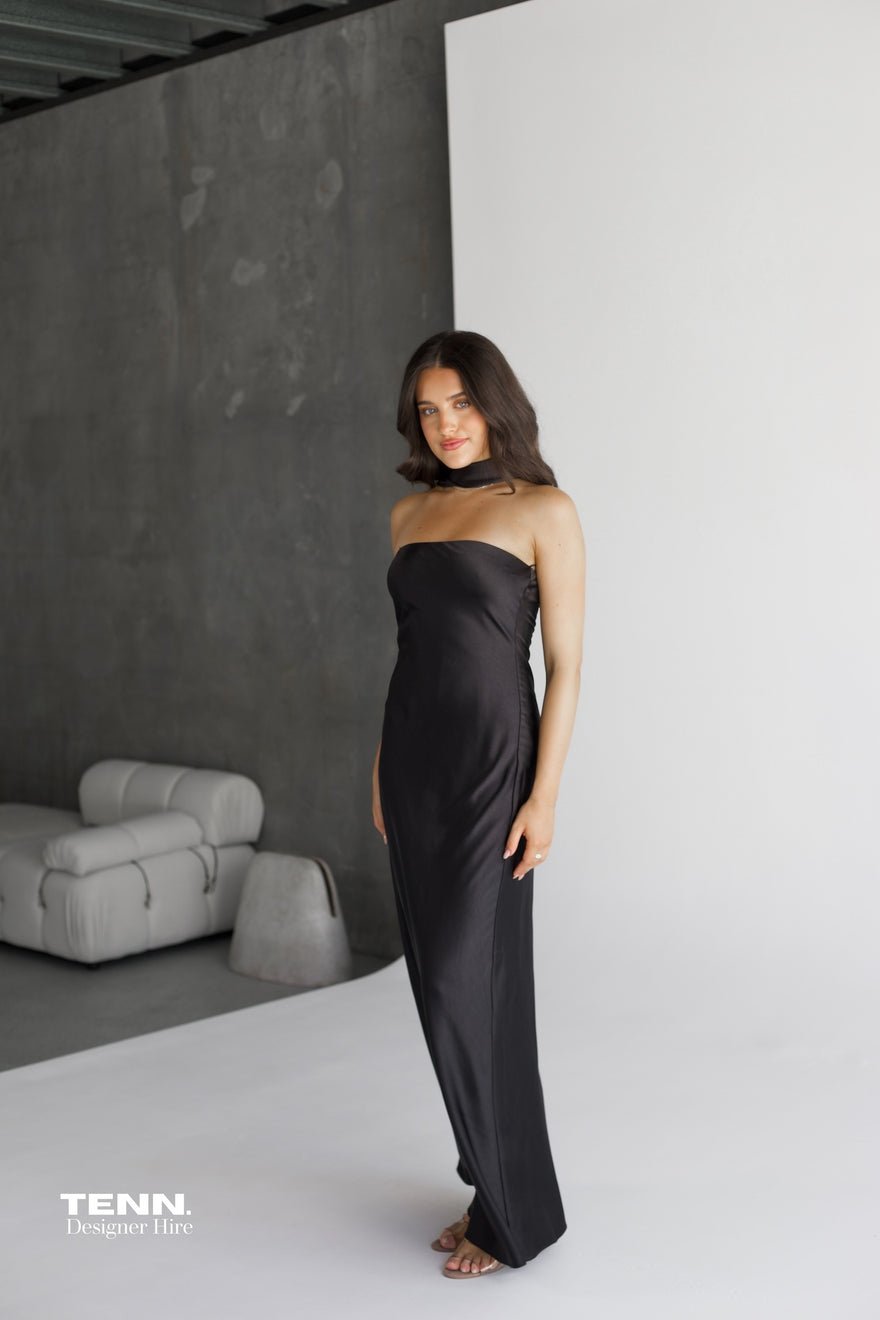 Misha Collection Lilia Satin Maxi Dress - Black photo 4