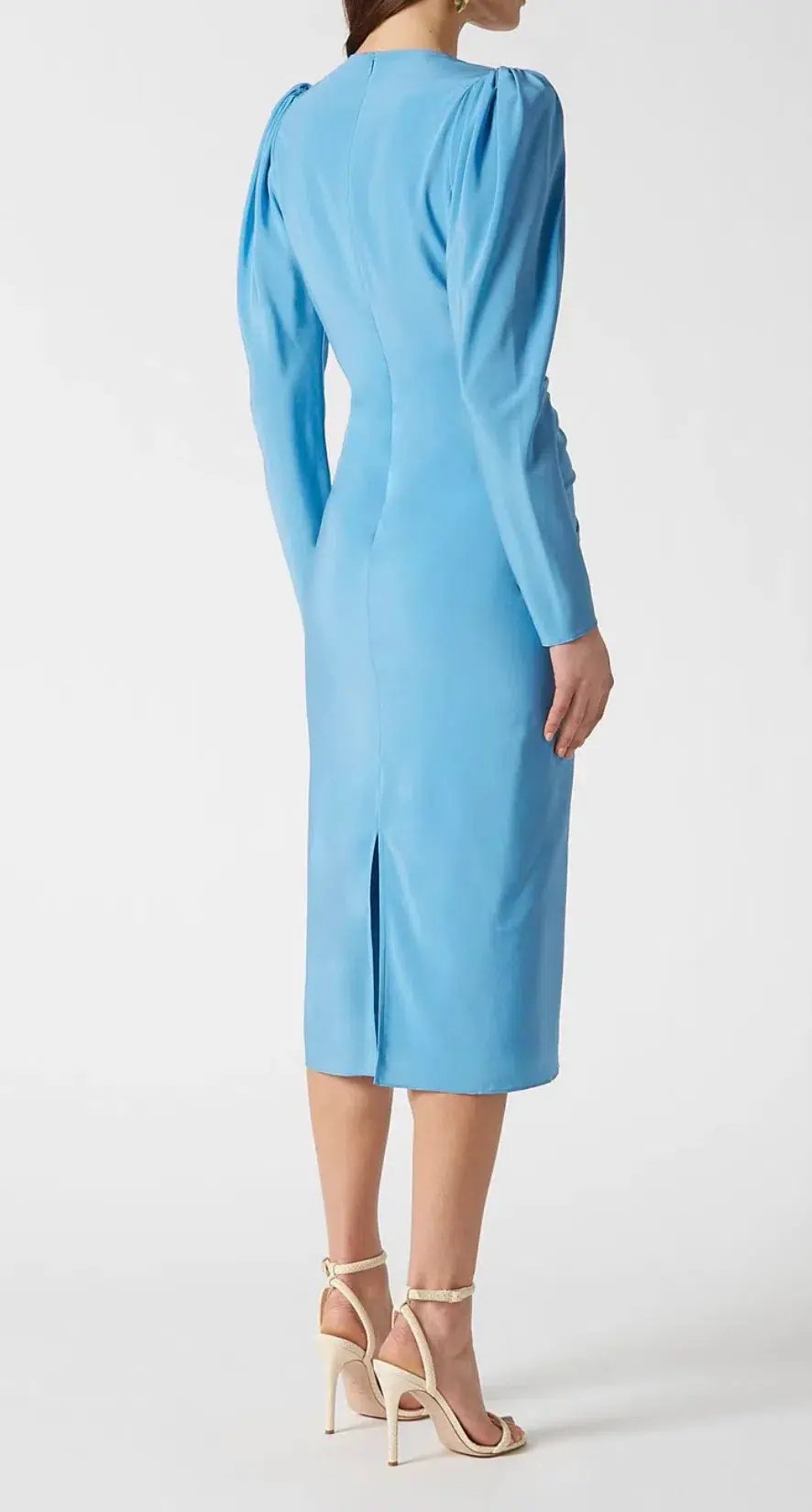 Scanlan Theodore Silk Drape Sleeve Dress Blue Size 8 photo 3