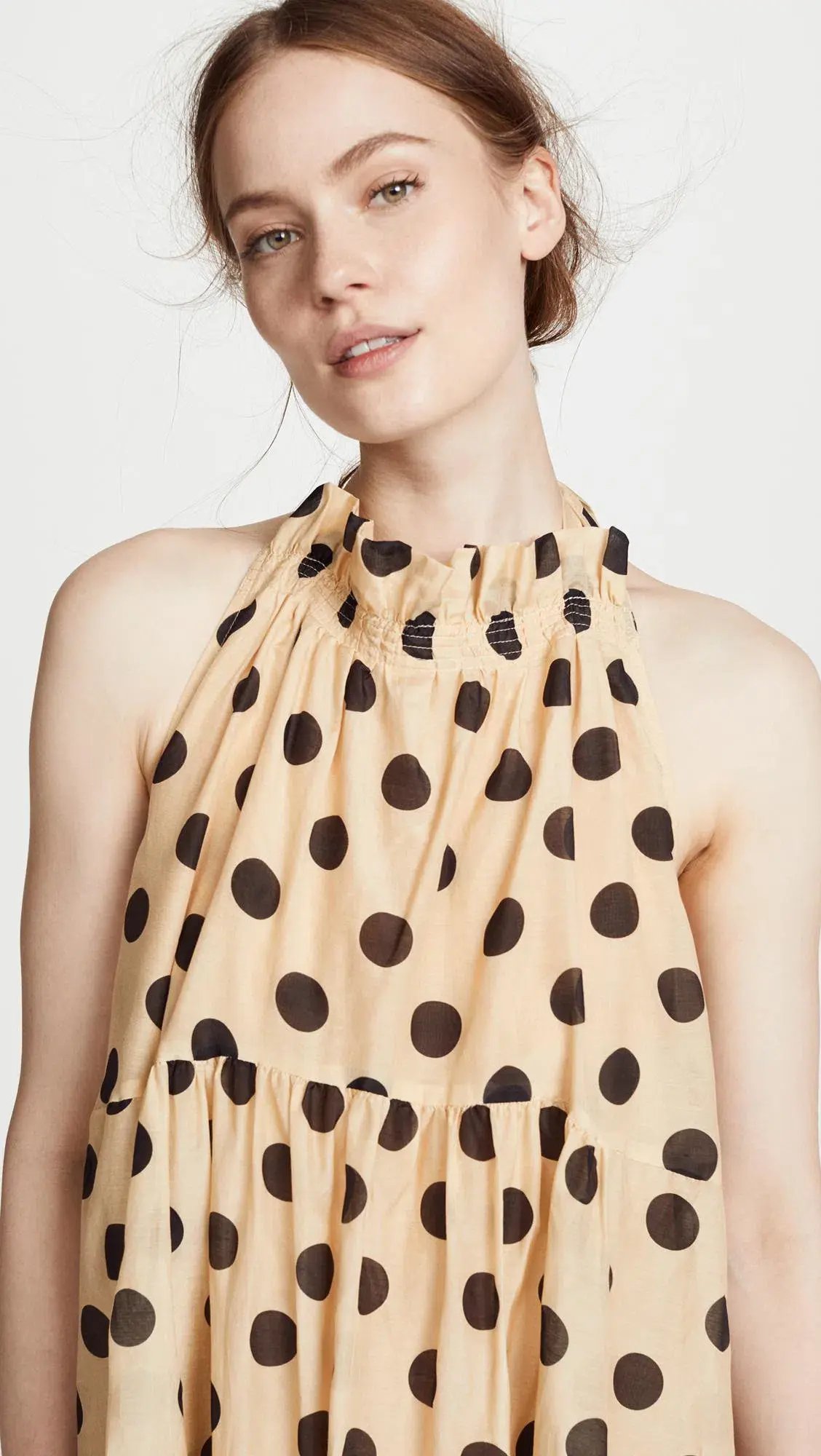 Lee Mathews Minnie Spot Halter Midi Dress Barley/Print Size 8 photo 3