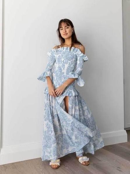 Thurley Golden Hour Dress in Blue bell Multi Size 8 photo 2
