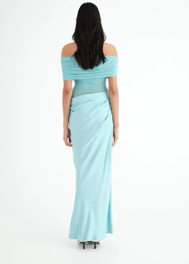 Benni Nico Off Shoulder Maxi Dress Blue Size 8 photo 3