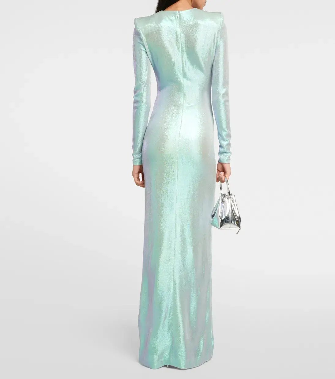 Galvan Frieze Long Sleeve Gown Iridescent Size 8 photo 2
