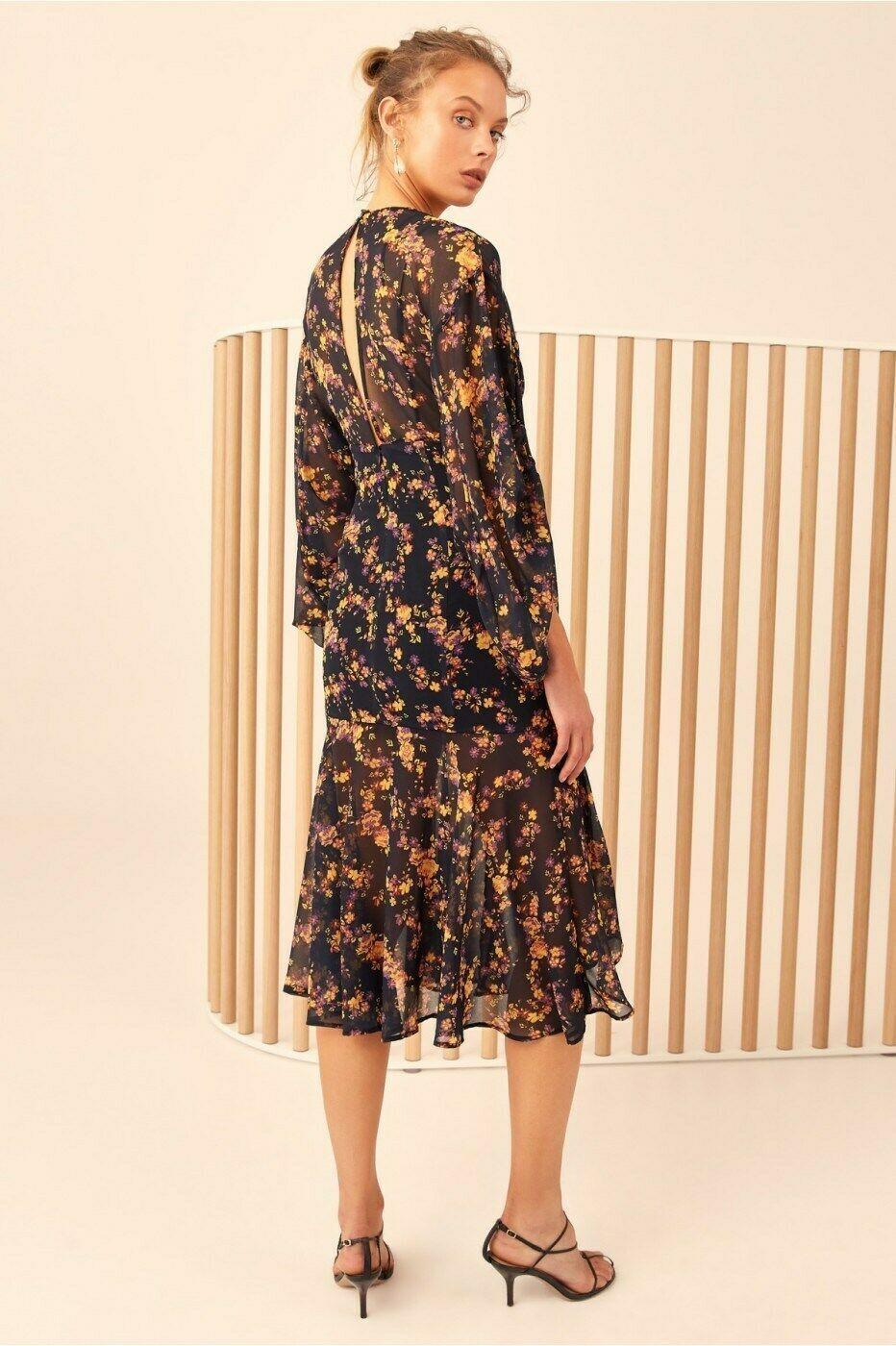 C/meo Collective Heartbreaker Dress Ink Botanical Size 14 photo 2