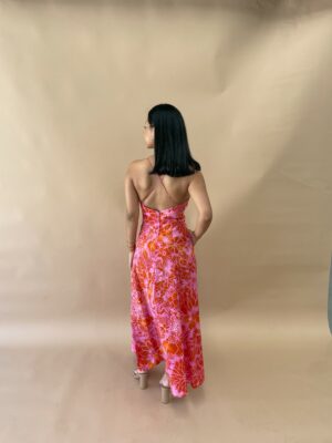 Scanlan Theodore Silk Cotton Strappy Dress Tangerine photo 4