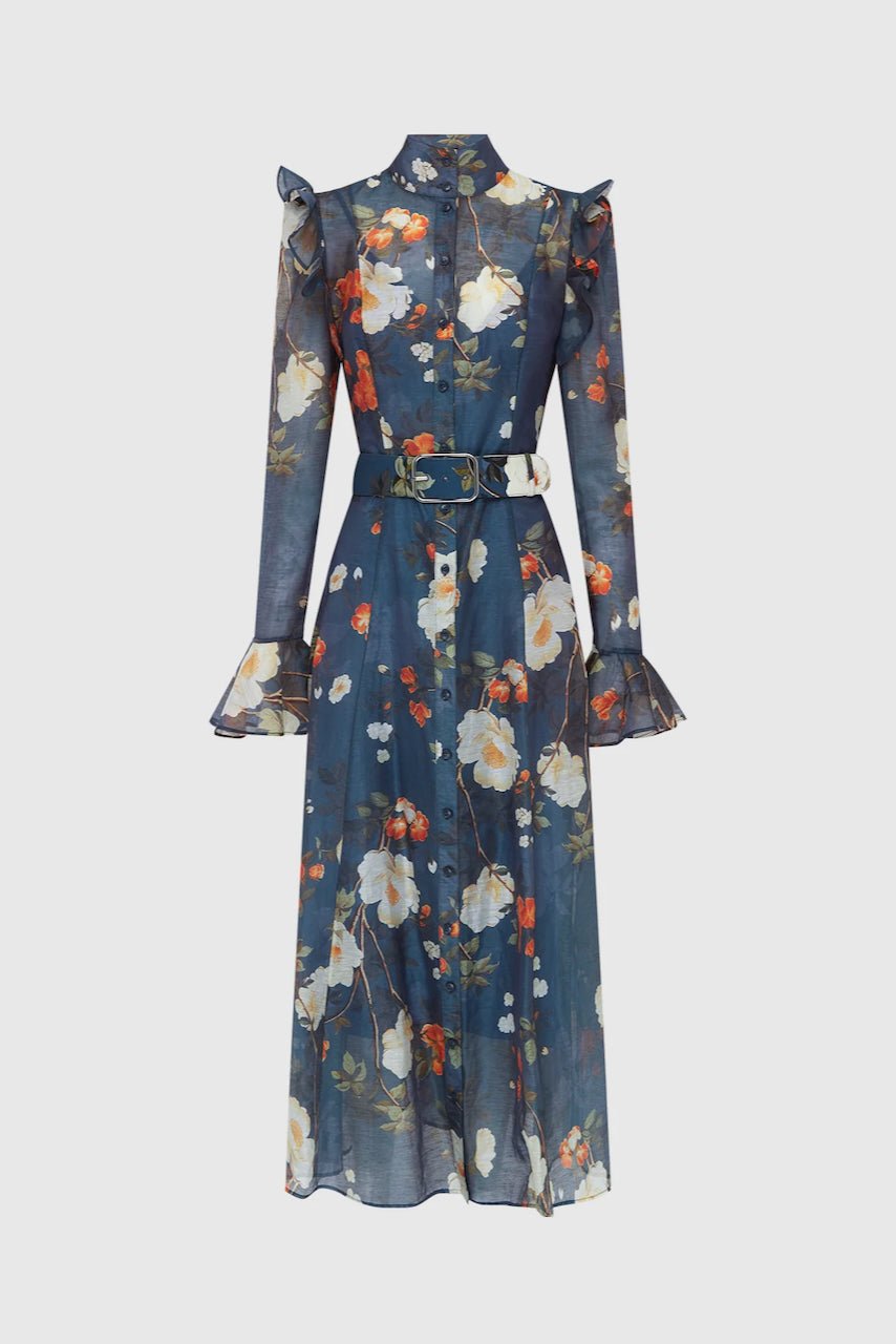 LEO LIN KATRINA BUTTERFLY SLEEVE MIDI DRESS - PEAR BLOSSOM PRINT photo 6