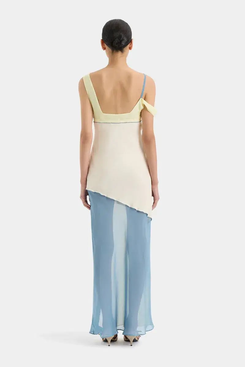 Sir The Label Thames Splice Midi Dress in Ecru Multi Size 1 / AU 8 photo 3