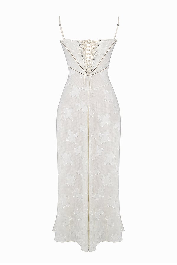 HOUSE OF CB SEREN FLORAL LACE BACK MAXI DRESS - VINTAGE CREAM photo 17