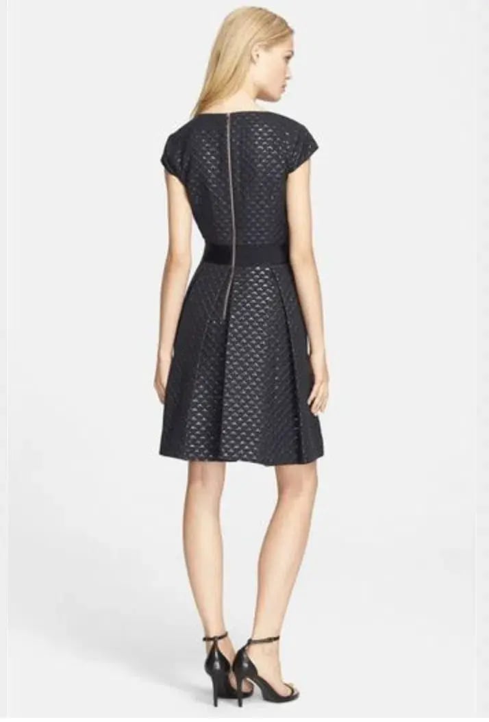 Ted Baker Carice Metallic Jacquard Capsleeve Mini Dress Black Size 0 / Au 6 photo 4