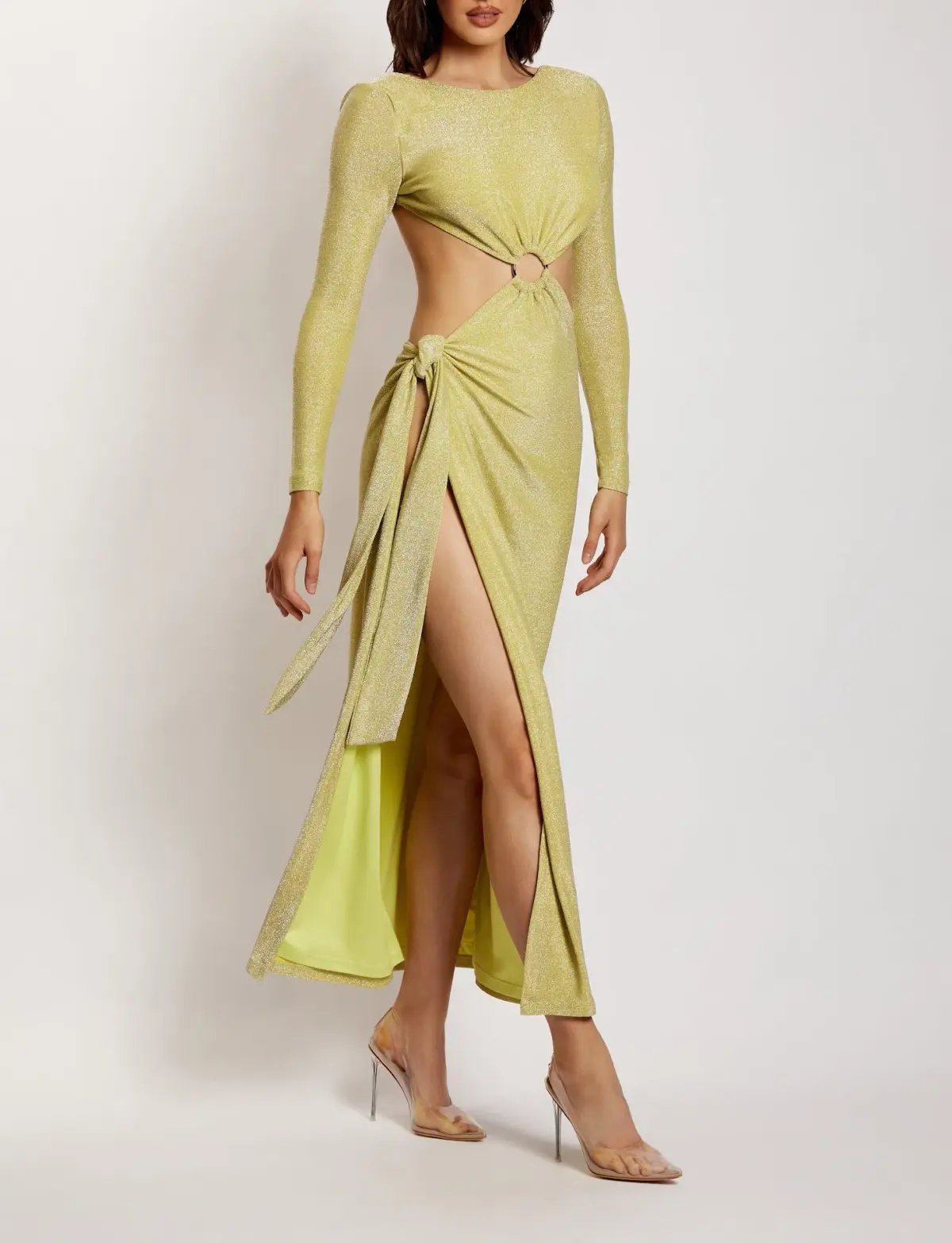 Meshki Christina Backless Maxi Wrap Dress Green Shimmer Size S / AU 8 photo 6
