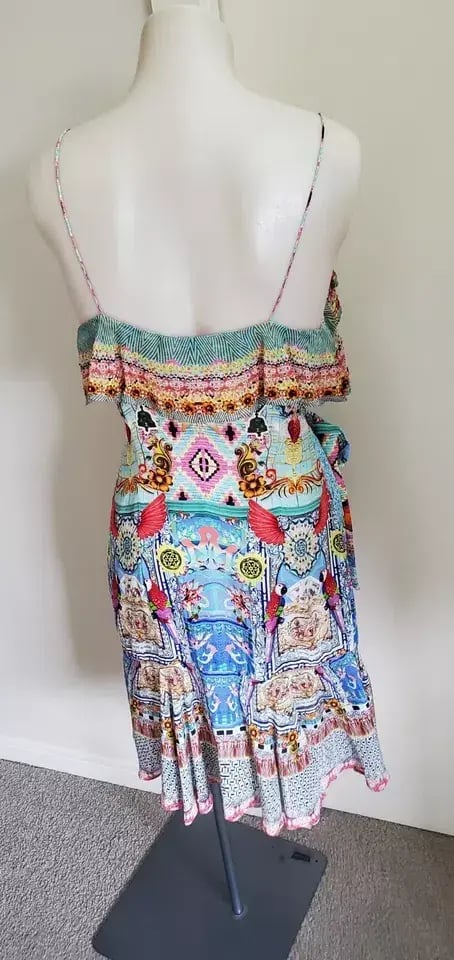 Camilla Silk Wrap Mini Dress size XS 8 AU sleeveless Close To My Heart Frill photo 5