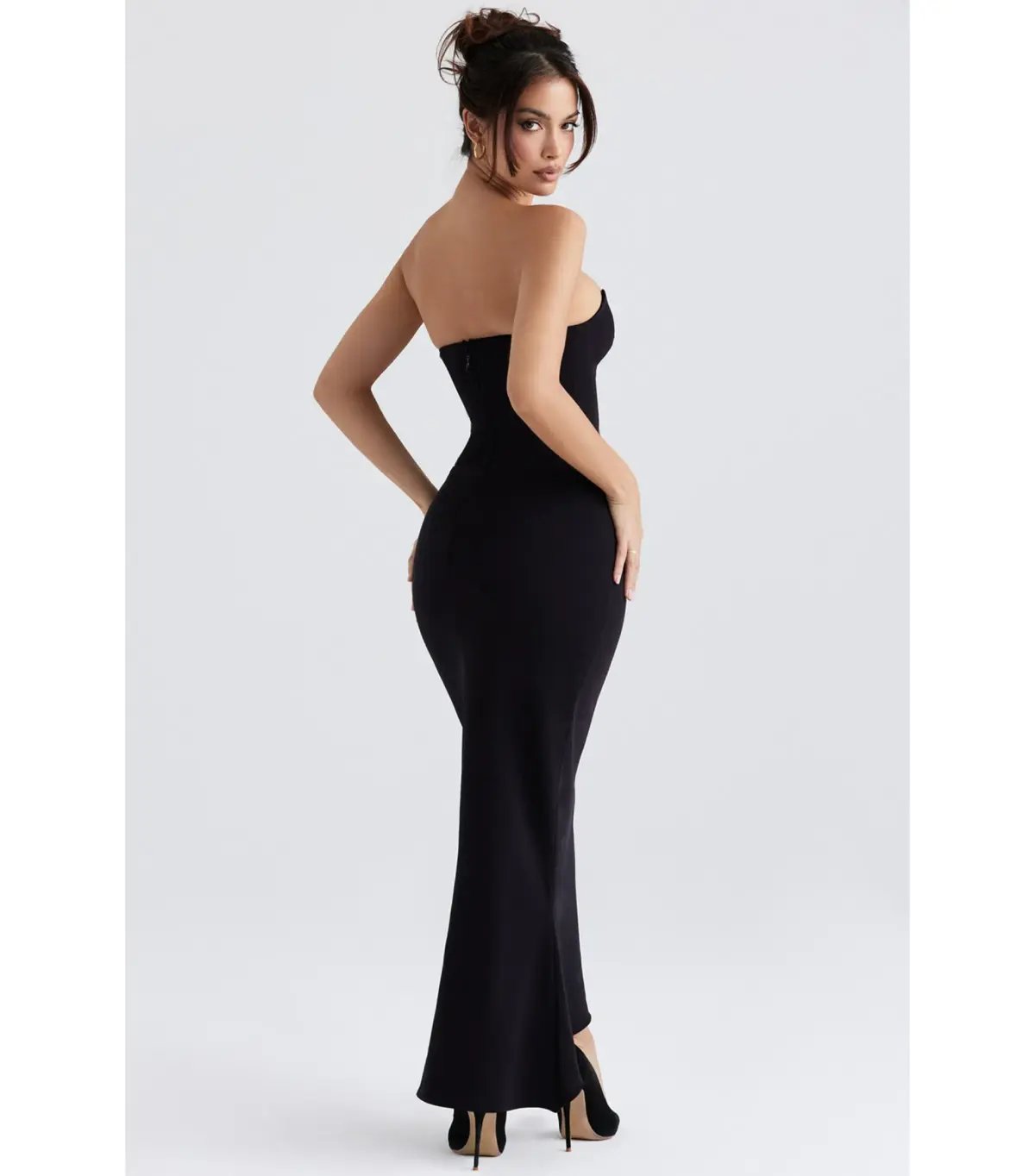 House Of Cb Sabine Crepe Strapless Corset Dress Black Size AU 8 photo 4
