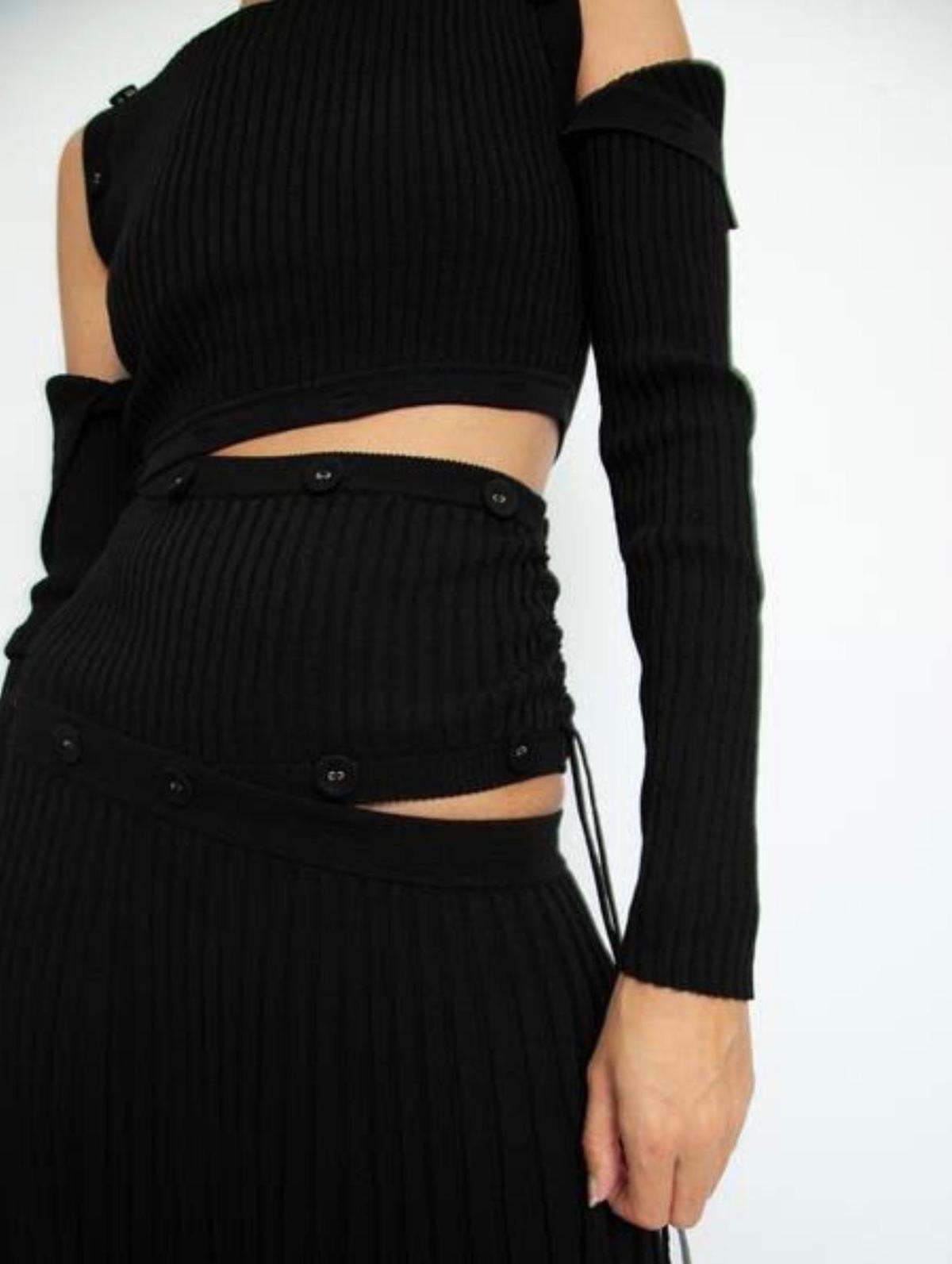 Christopher Esber Deconstruct Long Sleeve Knit Dress Black Size M photo 3