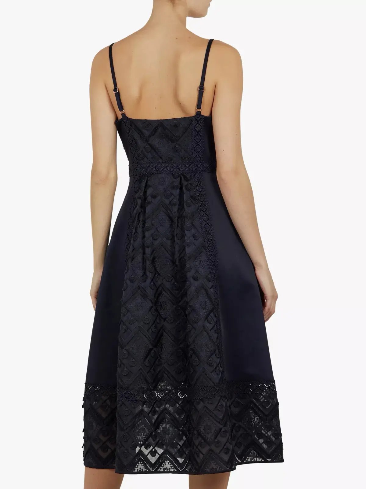 Ted Baker Leeeo Embroidered Lace Midi Dress Navy Size 5 / AU 16 photo 3